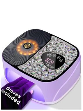 Purple With Rhinestones Rechargeable Cordless Professional UV LED Nail Lamp